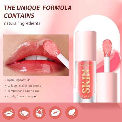 Lipstick Primer Jolilab Fruit Lip Oil,Hydrating Lip Glow Oil Plumping Glass Finish Moisturizing Lip Gloss Lip Tint Fruit Extract Lip Oil Tinted for Dry Lip and Lip Care(Strawberry Flavor)