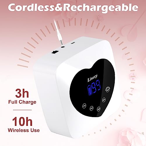 Nail Lamp,Cordless UV Led Nail Lamp 72W Rechargeable Nail Dryer with 5 Timer Setting,Professional Nail Light with Cute Heart Shape Large LCD Display