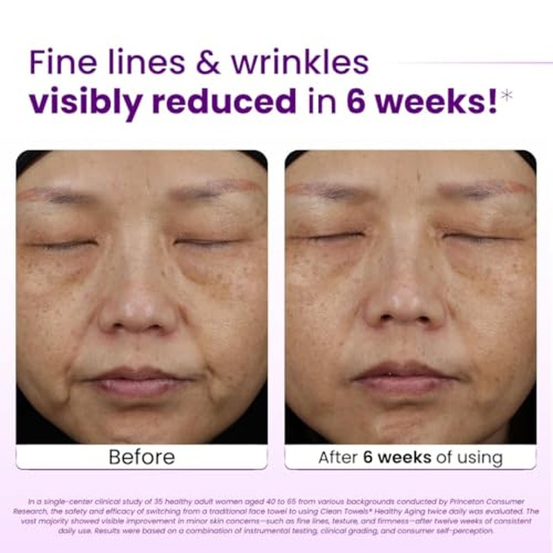 Clean Skin Club Healthy Aging Clean Towels¢ç XL, Smooths Fine Lines Wrinkles & Texture in 6 weeks, Treated for Extra Softness, Disposable Face Towels, Anti Aging Makeup Remover Dry Wipe, 50 count