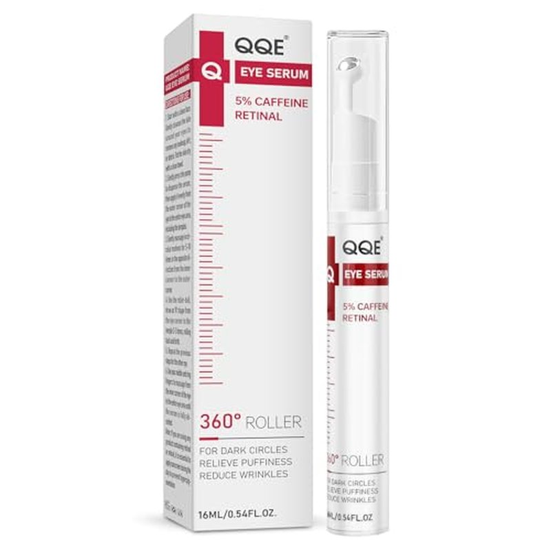 Retinol & Caffeine Eye Serum -360¡Æ Massage Roller for Puffiness,Eyebag Remover,Wrinkle Filler,Under Eye Cream For Dark Circles 0.54fl.oz (Pack of 1)