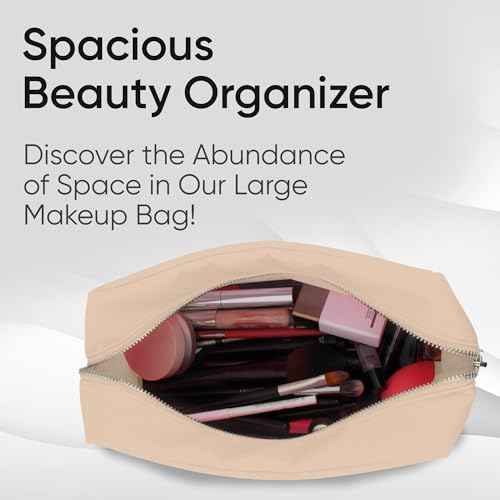 DANCOUR Nylon Makeup Bags for Women Large Preppy Travel Toiletry Pouch Cosmetic Bag Makeup Organizer