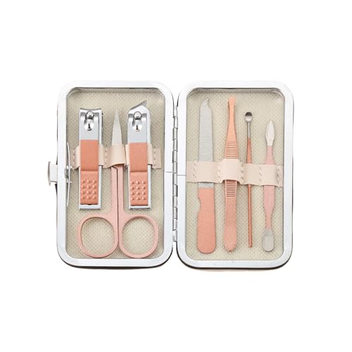 7 Pcs Manicure Set with Nail Clippers Scissors Files, Portable Grooming Kit for Home Office Travel with Storage Case