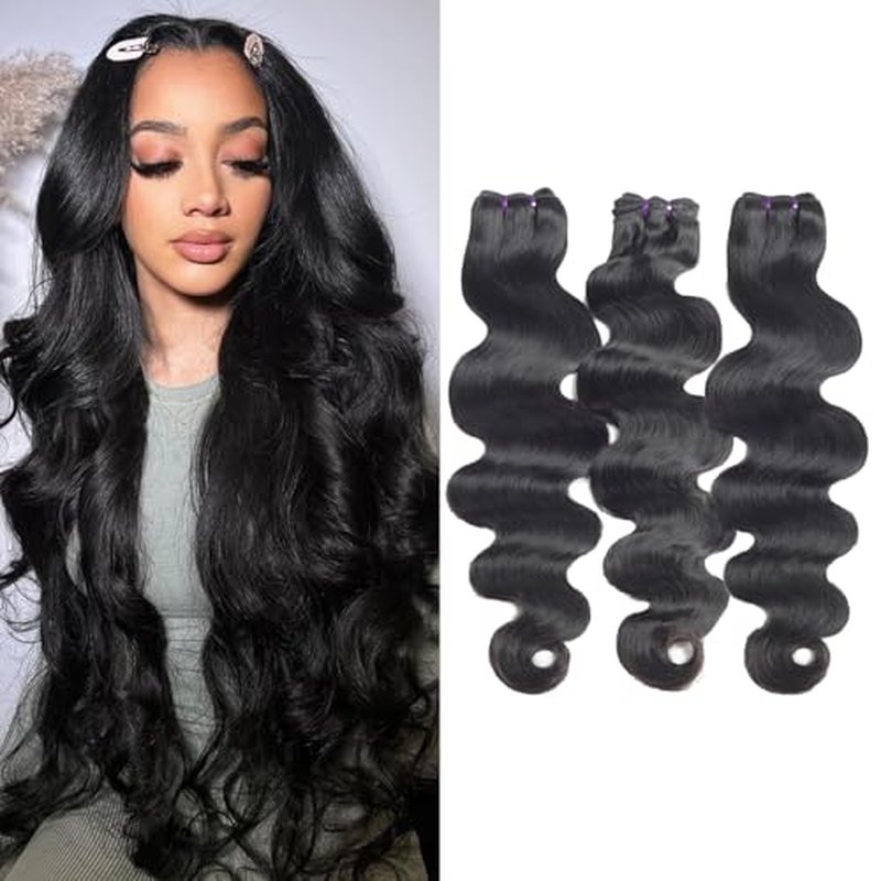 Vanlov Body Wave Bundles Human Hair 14 14 14 Inch Raw Hair Bundles 100% Unprocessed Brazilian Virgin hair 3 Bundles Double Weft Natural Black