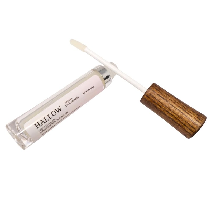 Hallow Lip Treatment, Crystal Clear Gentle Volumizing Gloss with Jojoba Oil, Avocado Oil, and Vegan Collagen, 0.13 oz (4g)