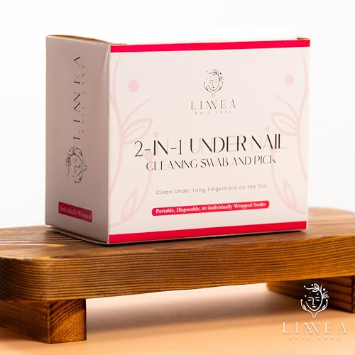 LINNEA Under Nail Cleaning Swab & Picks, 2-in-1 Disposable Nail Cleaner, 60 Individually Wrapped, Pre-Soaked in 70% Isopropyl Alcohol, Fingernail Cleaning Tool for Hygiene & Nail Care