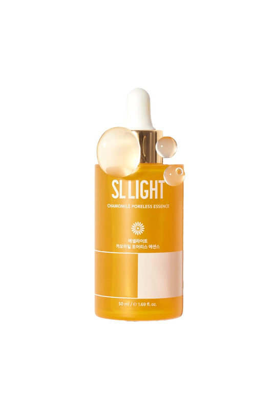 SLLIGHT Chamomile Poreless Essence (1.69 fl oz, 50ml) | Lightweight Serum with Vitamin C | Glow Serum for Uneven-Looking Skin | Korean Skincare