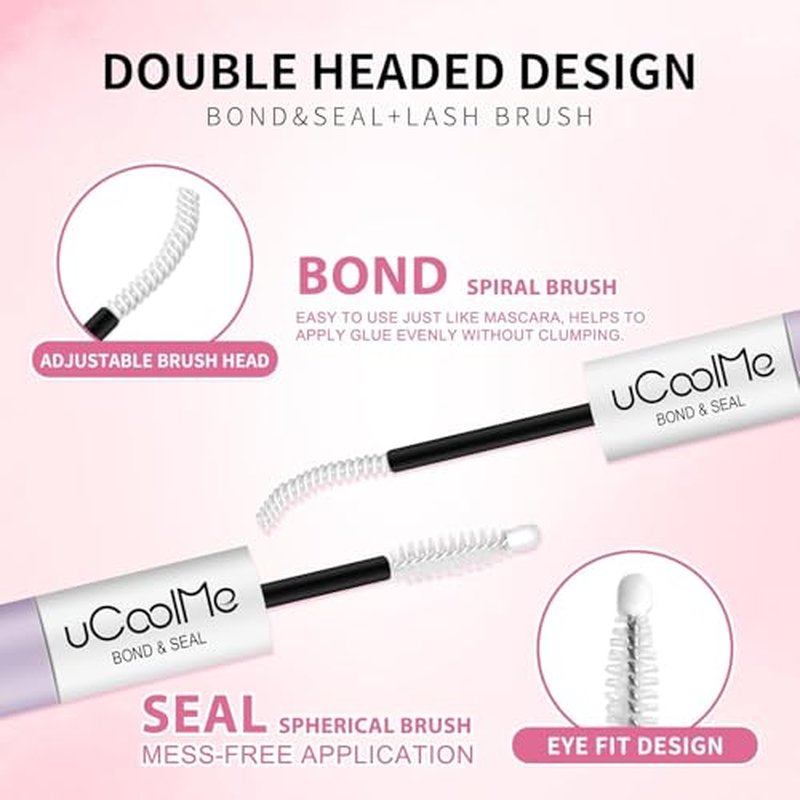 Lash Bond and Seal uCoolMe Waterproof for Lash Clusters 144Hours Super Hold Long-Lasting Non-Irritating Eyelash Glue for DIY at Home(White Bond,10ML)