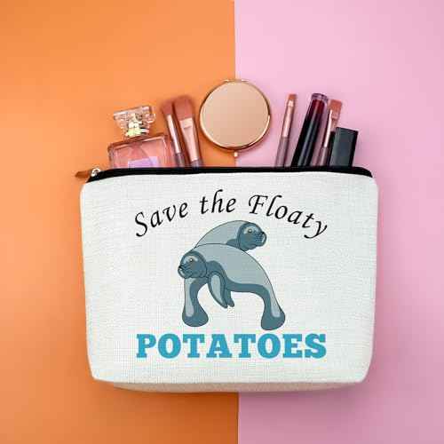 Funny Manatee Gift Manatee Lover Gift for Women Manatee Makeup Bag Sea Animal Lover Gift Friendship Gifts for Manatee Mom Friends Birthday Christmas Gift for Sister Besties Travel Cosmetic Pouch