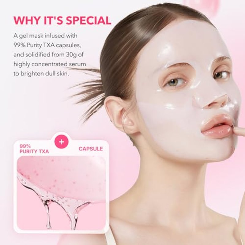 TXA Glass Skin Duo - Pink Capsule Gel Mask & Overnight Wrapping Mask for Radiant Skin | 4 Count
