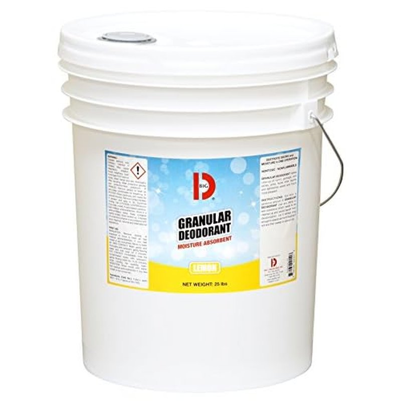Big D 151 Granular Deodorant Moisture Absorbent, Lemon Fragrance, 25 lb Container - Absorbs Accidental Spills for Easy Clean-up - Ideal for use in Garbage dumpsters, Trash cans, kennels