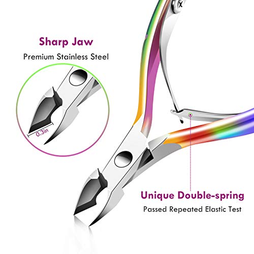 Cuticle Trimmer Cuticle Remover with Cuticle Pusher, XUNXMAS Professional Stainless Steel Durable Pedicure Manicure Tools Cutter Nipper Scissor Clipper for Fingernails and Toenails Dead Skin