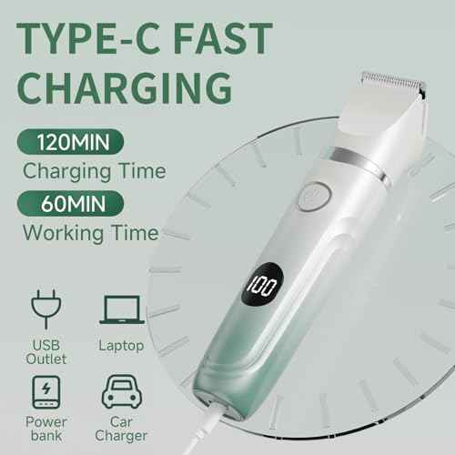 Bikini Trimmer for Women, 3 in 1 Electric Shaver for Womens,Painless Personal Body Hair Groomer,Smooth Hair Trimmer for Legs Body Facial Hair, IPX7 Waterproof