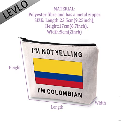 LEVLO Funny Colombia Flag Cosmetic Bags Souvenirs I'm Not Yelling I'm Colombian Makeup Bags Colombian Root Flag Gifts (I'm Colombian)
