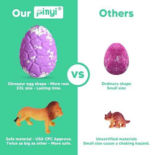 Bath Bombs for Kids with Surprise Inside, 12 Pack Kids Bath Bombs with Jungle Animal Toys for Boys Girls, Safe Handmade Fizzy Balls Dino Egg Bubble Safari Bath Bomb Gift Set for Easter Birthday