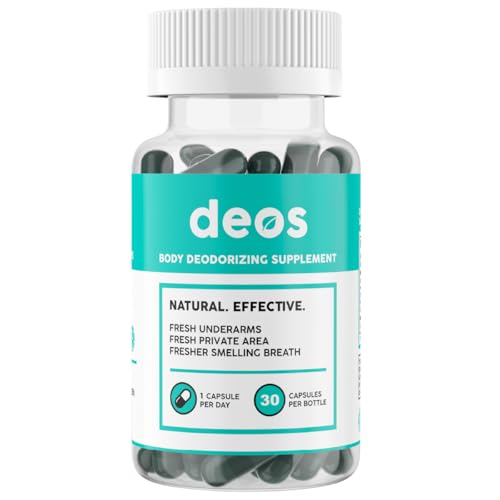 DEOS Internal Deodorant Supplement ? Full Body Deodorizer for Gut Health, Skin Health, Detox & Digestion Support ? Natural Odor Control Chlorophyll Pills | 30 Capsules