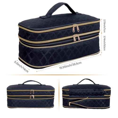 Hair Dryer Travel Carrying Case, Curling Iron Storage Bag, Slim Expandable Handheld Dual-Layer Travel Storage Bag for Dryer/Hair Tool Organizer/Style Organizer