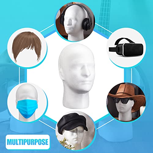 4 Count Wig Head Foam Mannequin Head Stand Wig Holder for Hat Display, White(21.26 Inch)