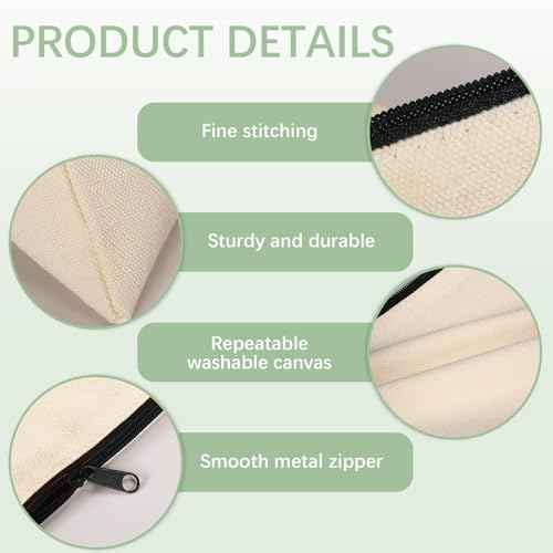 OKBA Beige 30 Pcs Sublimation Makeup Bags Blanks,DIY Craft Canvas Zipper Pouch Cosmetic Bag,Multi-Purpose Canvas Bag Bulk