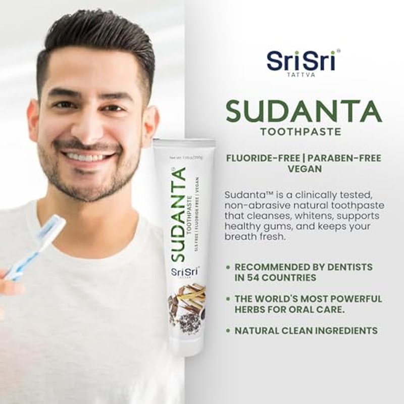 Sri Sri Tattva Sudanta Herbal Toothpaste ? SLS Free & Fluoride Free Natural Ayurvedic Toothpaste for Strong Teeth, Healthy Gums & Oral Care ? 200g (1 Pack)