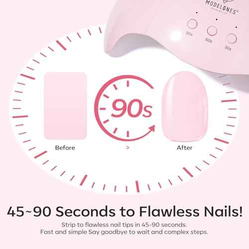 Modelones Semi Cured Gel Nail Strips, 34 Pcs Pink Gel Nail Stickers Sheer Gel Polish Strips, Ultra-Glossy, Long Lasting,Gel Nail Wraps U V for Home Nails DIY
