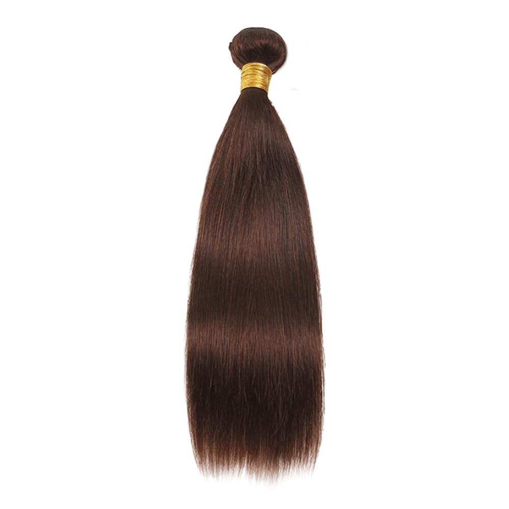 Color 4 Bundles Chocolate Brown Straight Human Hair Bundle 8A Grade Dark Brown 1 Bundle 20 Inch Color 4 Straight Bundles Double Weft Extensions 100G