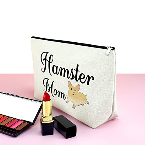 Hamster Mom Cosmetic Bag Hamster Lover Gift Makeup Bag Hamster Theme Gift for Hamster Lover Animal Lover Gift Birthday Christmas Gift for Women Girls Best Friend Cute Hamster Gift Travel Makeup Pouch