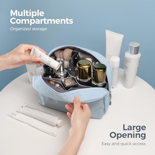 pack all Travel Toiletry Bag, Multi-Compartment Cosmetic Bag, Water-Resistant Makeup Bag for Toiletries, Accessories (Glacier Blue)