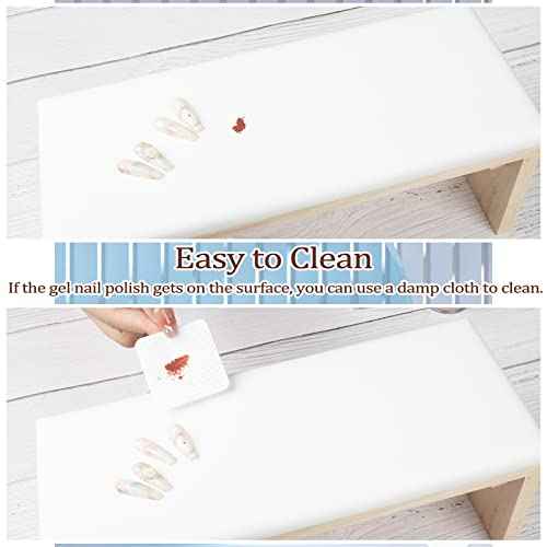 Arm Rest for Nail Techs, Professional Microfiber Leather Nail Arm Rest Cushion with Soft High-Density Sponge Solid Wood Table Non-Slip Manicure Hand Rest Stand for Nail Supplies (White)