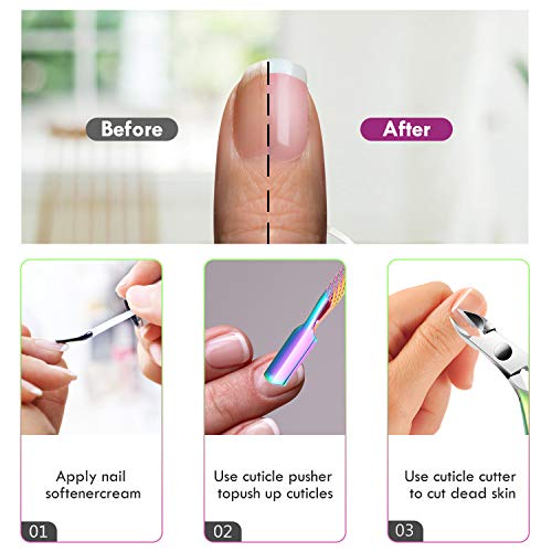 Cuticle Trimmer Cuticle Remover with Cuticle Pusher, XUNXMAS Professional Stainless Steel Durable Pedicure Manicure Tools Cutter Nipper Scissor Clipper for Fingernails and Toenails Dead Skin