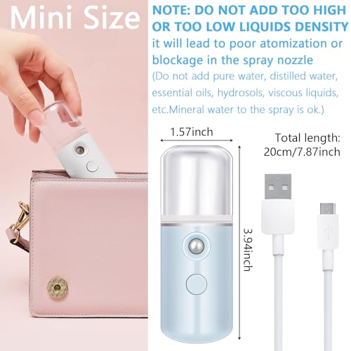 Mudder 4 Pcs Nano Facial Mister Handy Nano Mist Sprayer 30ml Visual Water Tank Portable Face Steamer Mini USB Mister for Lash Extensions, Skin Care, Makeup(White, Black, Blue, Pink)