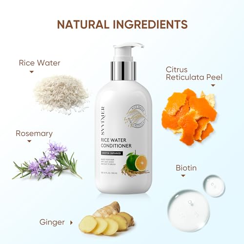 Svvimer Rice Water Hair Growth Conditioner - Thickening Conditioner with Biotin for Hair Loss and Thinning Hair - Sulfate Free for Women and Men 10 Fl Oz (Pack of 1)