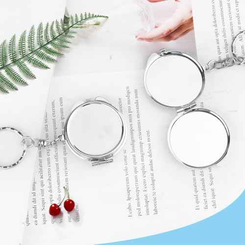10 Pcs Compact Mirror Portable Metal Folding Mirror with Key Ring for Pockets Bags Wallets Travel Toiletries Gifts - Round