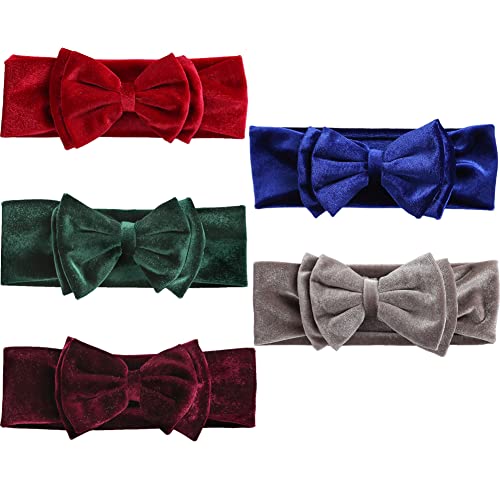 5PCS Christmas Velvet Headbands for Baby Girls,Girls Bows Hair Bands Photography Props Hairbands