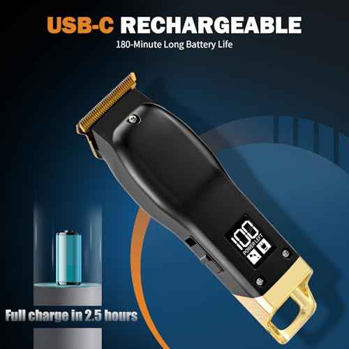 Beard Trimmer for Men - Rechargeable Men's Hair Clippers & Razor, Cordless Hair Trimmer for Face, Neck, Groin & Manscaping, Ideal Gift for Men, Black