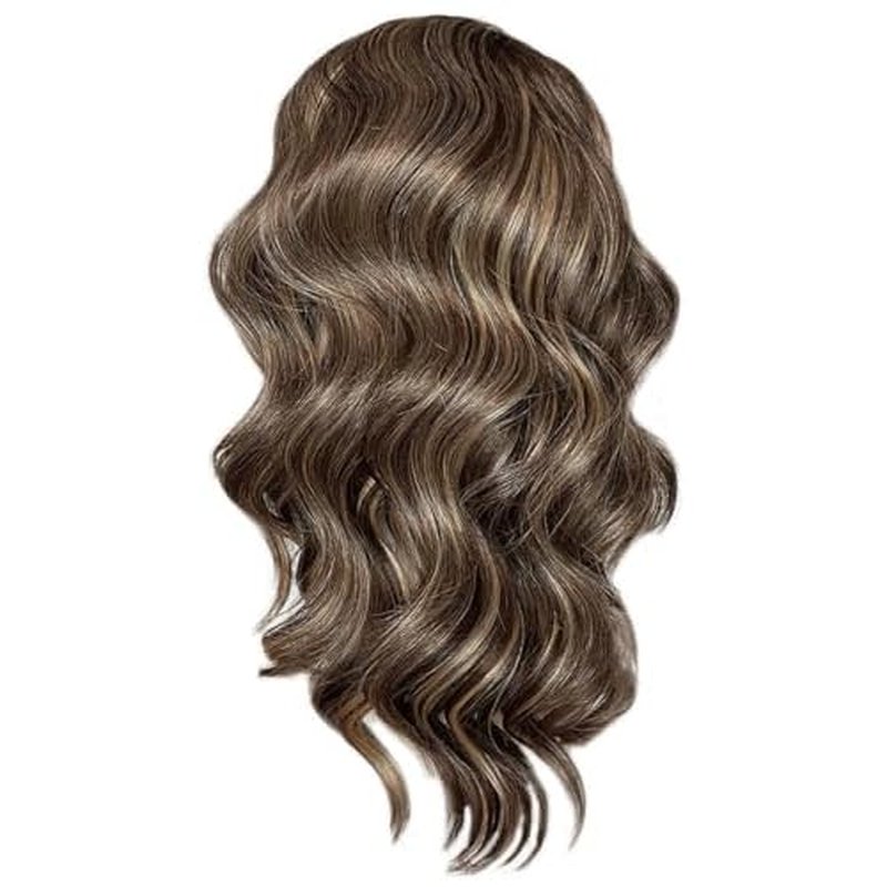 Kim Kimble 18" Wavy Waves Headband Wig, Long Layered Hair With Black Headband and Comb Clip, 3/4 Cap - Average Cap Size, MC9 14SS Caramel Latte