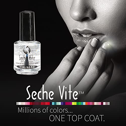 Seche Vite Dry Fast Top Coat Nail Polish - Quick Dry, Long Lasting, Clear Nail Polish, Made in the USA, 0.5 fl oz