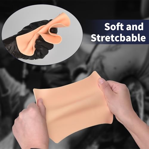 3MM Tattoo Practice skin - 10pcs Double Sides Thick Fake Skin Tattoo Skin for Practicing,Soft Silicone Tattoo Eyebrow Practice Skins for Beginner & Experienced Tattoo Artist