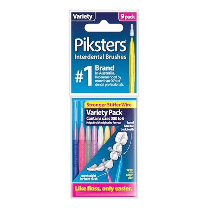 Piksters Interdental Brushes, Variety Pack Size 000-6. Find The Right Size for You!