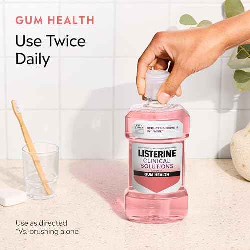 Listerine Clinical Solutions Gum Health Antiseptic Mouthwash, Antigingivitis & Antiplaque Oral Rinse Kills Germs for Healthier Gums, Reduces Gingivitis in 1 Week, ICY Mint, Twin Pack, 1 L, 2 Pack