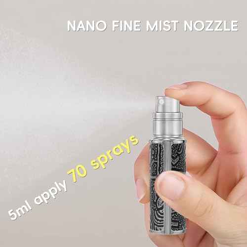 5ml Perfume Spray Bottle, AG00CQ Leather Refillable Dispenser Bottom Fill Fragrance Scent Container, Portable and Leak-proof Suitable for Traveling & Outgoing (Egypt Print Black)
