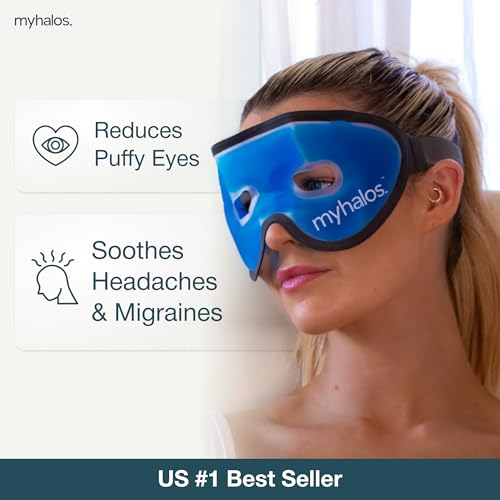 Cooling Eye Mask - Reusable Gel Eye Mask Cold Pack - Our Ice Eye Mask Soothes Puffy Eyes & Dark Circles - Relieve Your Headaches & Sinus Pain with Cold Eye Mask & Eye Gel Mask Therapy - Halos