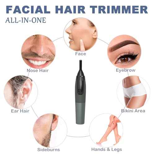 Electric Eyebrow Trimmer for Women, Nose Hair Painless Razor Removal for Men, Mini Epilator for Bikini, Remover for Face, Eye Brow, Nose Hair, Ear Hair, Chin, Peach Fuzz, Lips, Arms, Body (Black)