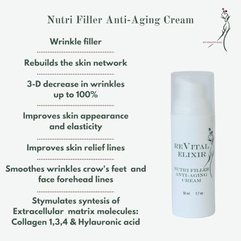 Nutri Filler Cream ? Peptide & Hyaluronic Acid Anti-Aging Moisturizer for Mature Skin ? Firming & Hydration, 1.7 oz Airless Pump