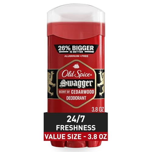 Old Spice Aluminum Free Deodorant for Men Red Zone Collection, Swagger Invisible Solid, Lime & Cedarwood Scent, 3.8 Oz