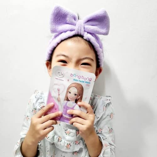 BB Kids Face Masks Spa 5-Pack With Spa Headband | Kids Facial Masks for Girls With 100% Cotton Sheets | Princess Facial Mask for Kids Spa Party Birthday Sleepover (10-Pack with Pink Band)