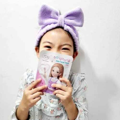 BB Kids Face Masks Spa 5-Pack With Spa Headband | Kids Facial Masks for Girls With 100% Cotton Sheets | Princess Facial Mask for Kids Spa Party Birthday Sleepover (10-Pack with Purple Band)