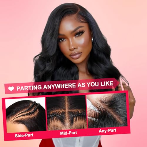 28 Inch 13x6 Lace Front Wigs Human Hair Pre Plucked Body Wave HD Lace Front Wigs 230% Density Frontal Glueless Wigs with Baby Hair