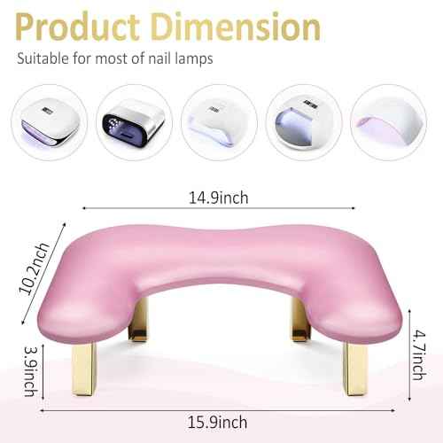 Nail Arm Rest, Foldable Arm Rest for Nails Tech, PU Leather Manicure Arm Rest, U Shaped Hand Rest for Nails tech, Manicure Hand Rests for Foot Hand Rest, Pink
