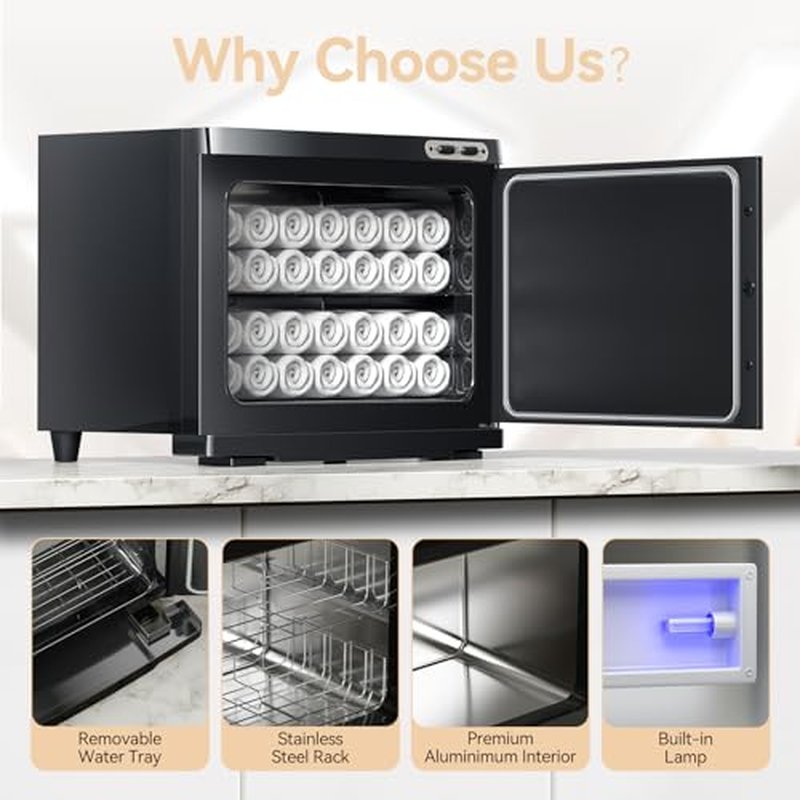 Hot Towel Warmer for Spa, Thermostatic Towel Heater, 2-in-1 Professional Mini Towel Warmer, Beauty Salon and Spa Towel Warmers for Facial.(20L-Black)