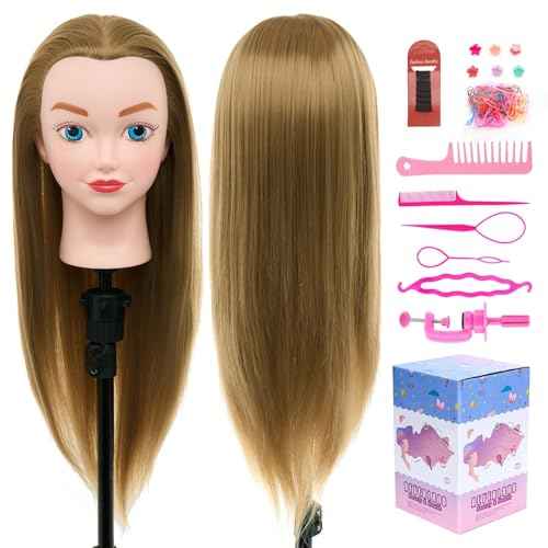 Mannequin Head with Hair - 20 Inch Cosmetology Manikin Practice Braiding Doll Head for Hair Styling, Training Head for Braiding Hairdressing for Kids #27